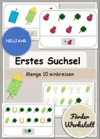 Vorschau - Arbeitsblätter - Erstes Suchsel: Neujahr - Menge einkreisen ZR10 - Deckblatt