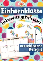 Vorschau - Mal- und Bastelvorlagen - Einhornklasse - Geburtstagskalender (Klassentier) - Deckblatt