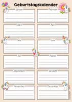 Vorschau - Mal- und Bastelvorlagen - Einhornklasse - Geburtstagskalender (Klassentier) - Seite 2