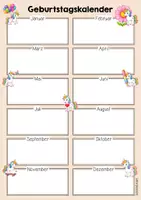 Vorschau - Mal- und Bastelvorlagen - Einhornklasse - Geburtstagskalender (Klassentier) - Seite 3