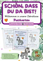 Vorschau - Anderer Materialtyp - Willkommenskarten Zebraklasse – Schön, dass du da bist! | Klassentier Zebra | Grundschule - Deckblatt