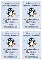 Vorschau - Anderer Materialtyp - Willkommenskarten Klassen 1–6 – Auf ein kunterbuntes Schuljahr! | Klassentier Pinguin | Grundschule - Seite 3