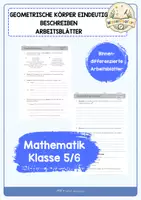 Vorschau - Arbeitsblätter - Geometrische Körper eindeutig beschreiben - Arbeitsblätter, Übung - Deckblatt