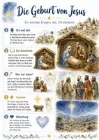 Vorschau - Arbeitsblätter - Lernposter + Arbeitsblätter zum Thema "Die Geburt von Jesus" + Lösung & MP3 + Mindmap + Infografik - Deckblatt
