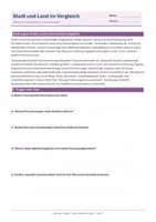 Vorschau - Arbeitsblätter - Arbeitsblatt Erdkunde Klasse 5 – Leben in der Stadt und auf dem Land - Deckblatt