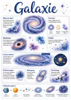 Vorschau - Arbeitsblätter - Lernposter + Arbeitsblätter zum Thema "Galaxie" + Lösung & Fragen & MP3 + Mindmap + Infografik - Deckblatt