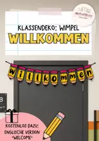 Vorschau - Poster - Wimpelkette Schulanfang „Willkommen“ | Klassenzimmer Deko zum Schulstart | Klasse 1–10 - Deckblatt