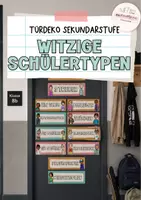 Vorschau - Poster - Lustige Türdeko Sekundarstufe | Witzige Schülertypen | Klassenzimmer Deko | Klasse 5–10 - Deckblatt