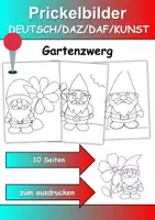 Vorschau - Arbeitsblätter - Prickelbilder / Fensterbilder PAKET Thema Gartenzwerg - Grundschule - Bastelvorlagen - Seite 1