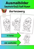 Vorschau - Arbeitsblätter - Ausmalbilder & Prickelbilder PAKET Thema Gartenzwerg - Grundschule - Bastelvorlagen - Seite 1