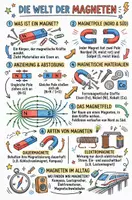 Vorschau - Arbeitsblätter - Lernposter + Arbeitsblätter zum Thema "Magnet" + Lösung & MP3 + Mindmap + Infografiken - Deckblatt