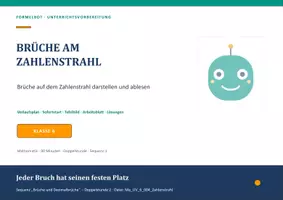 Vorschau - Stundenentwürfe - Mathe UV Klasse 6 Zahlenstrahl kennenlernen - Deckblatt