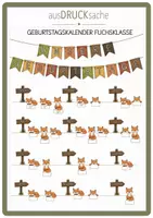 Vorschau - Mal- und Bastelvorlagen - Geburtstagskalender/Geburtstagsaushang Fuchsklasse - Deckblatt