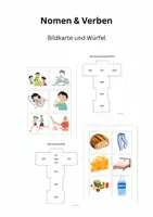 Vorschau - Arbeitsblätter - Nomen & Verben mit Bildkarten - Artikel-& Pronomenwürfel - Deckblatt