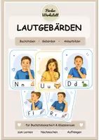 Vorschau - Fördermaterial/Inklusion - Lautgebärden: N U D R F - Buchstaben lernen - Anlaute - Deckblatt