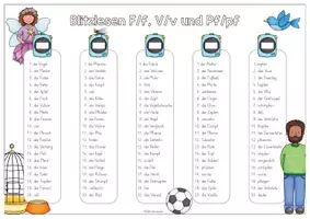 Vorschau - Stationenlernen - Blitzlesen 100 Wörter mit F/f, V/v und Pf/pf - Seite 1