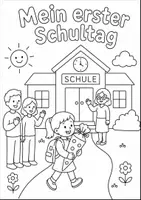 Vorschau - Mal- und Bastelvorlagen - 🎒 Mein erster Schultag – Ausmalbild zur Einschulung | Mädchen - Deckblatt