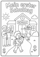 Vorschau - Mal- und Bastelvorlagen - 🎒 Mein erster Schultag – Ausmalbild zur Einschulung | Junge - Deckblatt