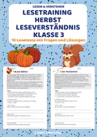 Vorschau - Stundenentwürfe - Lesetraining Herbst – Deutsch Klasse 3 | 10 Lesetexte - Deckblatt