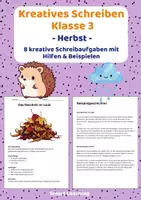 Vorschau - Stundenentwürfe - Kreatives Schreiben Klasse 3 – Herbst | Schreibaufgaben mit Hilfen & Beispielen - Deckblatt