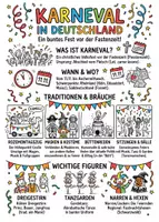 Vorschau - Arbeitsblätter - Lernposter + Arbeitsblätter zum Thema "Karneval" + Lösung & MP3 + Mindmap + Infografik - Deckblatt
