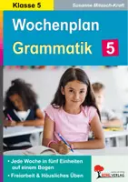 Vorschau - Arbeitsblätter - Wochenplan Grammatik Klasse 6 | Deutsch Sekundarstufe | Zeitformen, Satzglieder, Pronomen, Haupt- und Nebensätze, Wörtliche Rede, Präpositionen | Arbeitsblätter Kopiervorlagen Freiarbeit mit Lösungen - Deckblatt