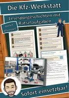 Vorschau - Arbeitsblätter - Die Kfz-Werkstatt – Ein Praktikum beim Kfz-Mechatroniker – Lesespurgeschichte mit Rätselaufgaben (Klasse 9) - Deckblatt