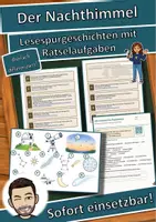 Vorschau - Arbeitsblätter - Der Nachthimmel – Eine Reise zu den Sternen – Lesespurgeschichte mit Rätselaufgaben (Klasse 5) - Deckblatt