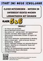 Vorschau - Arbeitsblätter - Clever mitschreiben – Notizen im Unterricht richtig machen Lernmethoden mit Übungen Klasse 5 & Klasse 6 - Deckblatt
