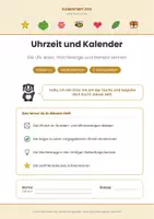 Vorschau - Arbeitsblätter - Uhrzeit & Kalender – Lernmaterial Kl. 1/2 - Seite 1