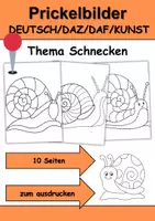 Vorschau - Mal- und Bastelvorlagen - Prickelbilder / Fensterbilder Thema Schnecken - Grundschule - Bastelvorlagen - Deckblatt
