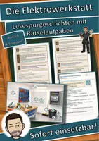 Vorschau - Arbeitsblätter - Die Elektrowerkstatt – Ein Praktikum beim Elektroniker – Lesespurgeschichte mit Rätselaufgaben (Klasse 10) - Deckblatt