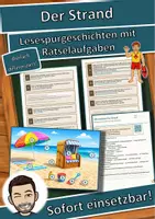 Vorschau - Mal- und Bastelvorlagen - Der Strand – Ein Tag am Meer – Lesespurgeschichte mit Rätselaufgaben (Klasse 5) - Deckblatt