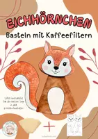 Vorschau - Mal- und Bastelvorlagen - Eichhörnchen Bastelvorlage - Fensterbild mit Kaffeefiltern - Deckblatt