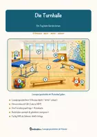 Vorschau - Arbeitsblätter - Die Turnhalle – Ein Tag beim Geräteturnen – Lesespurgeschichte mit Rätselaufgaben (Klasse 5) - Seite 1