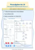 Vorschau - Arbeitsblätter - Plusaufgaben bis 10 - Arbeitsblätter. - Deckblatt