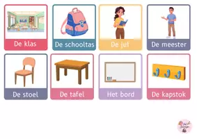 Voorbeeld - Woordkaarten dag klas oudste kleuters - Voorblad