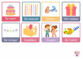 Voorbeeld - Woordkaarten jarig zijn oudste kleuters - Voorblad