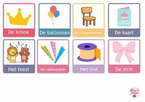 Voorbeeld - Woordkaarten jarig zijn oudste kleuters - Pagina 1