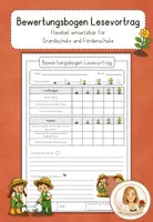 Vorschau - Anderer Materialtyp - Vorlesenote | Bewertungsbogen Lesevortrag - Deckblatt