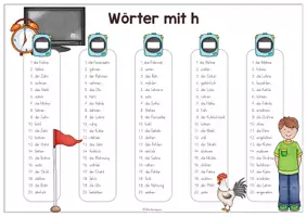 Vorschau - Arbeitsblätter - Blitzlesen - 100 Wörter mit h - Seite 1