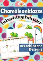Vorschau - Mal- und Bastelvorlagen - Chamäleonklasse - Geburtstagskalender (Klassentier) - Deckblatt