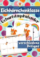 Vorschau - Mal- und Bastelvorlagen - Eichhörnchenklasse - Geburtstagskalender (Klassentier) - Deckblatt