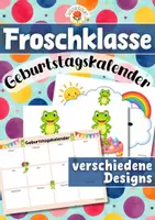 Vorschau - Mal- und Bastelvorlagen - Froschklasse - Geburtstagskalender (Klassentier) - Deckblatt