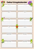 Vorschau - Mal- und Bastelvorlagen - Froschklasse - Geburtstagskalender (Klassentier) - Seite 2