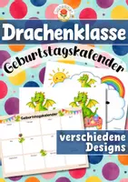 Vorschau - Mal- und Bastelvorlagen - Drachenklasse - Geburtstagskalender (Klassentier) - Deckblatt