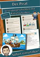 Vorschau - Mal- und Bastelvorlagen - Der Pirat – Ein Abenteuer auf hoher See – Lesespurgeschichte mit Rätselaufgaben (Klasse 5) - Deckblatt
