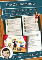 Vorschau - Mal- und Bastelvorlagen - Die Zaubershow – Hinter den Kulissen der Magie – Lesespurgeschichte mit Rätselaufgaben (Klasse 5) - Deckblatt