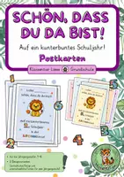 Vorschau - Anderer Materialtyp - Willkommenskarten Klassen 1–6 – Auf ein kunterbuntes Schuljahr! | Klassentier Löwe | Grundschule - Deckblatt