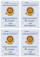 Vorschau - Anderer Materialtyp - Willkommenskarten Klassen 1–6 – Auf ein kunterbuntes Schuljahr! | Klassentier Löwe | Grundschule - Seite 3